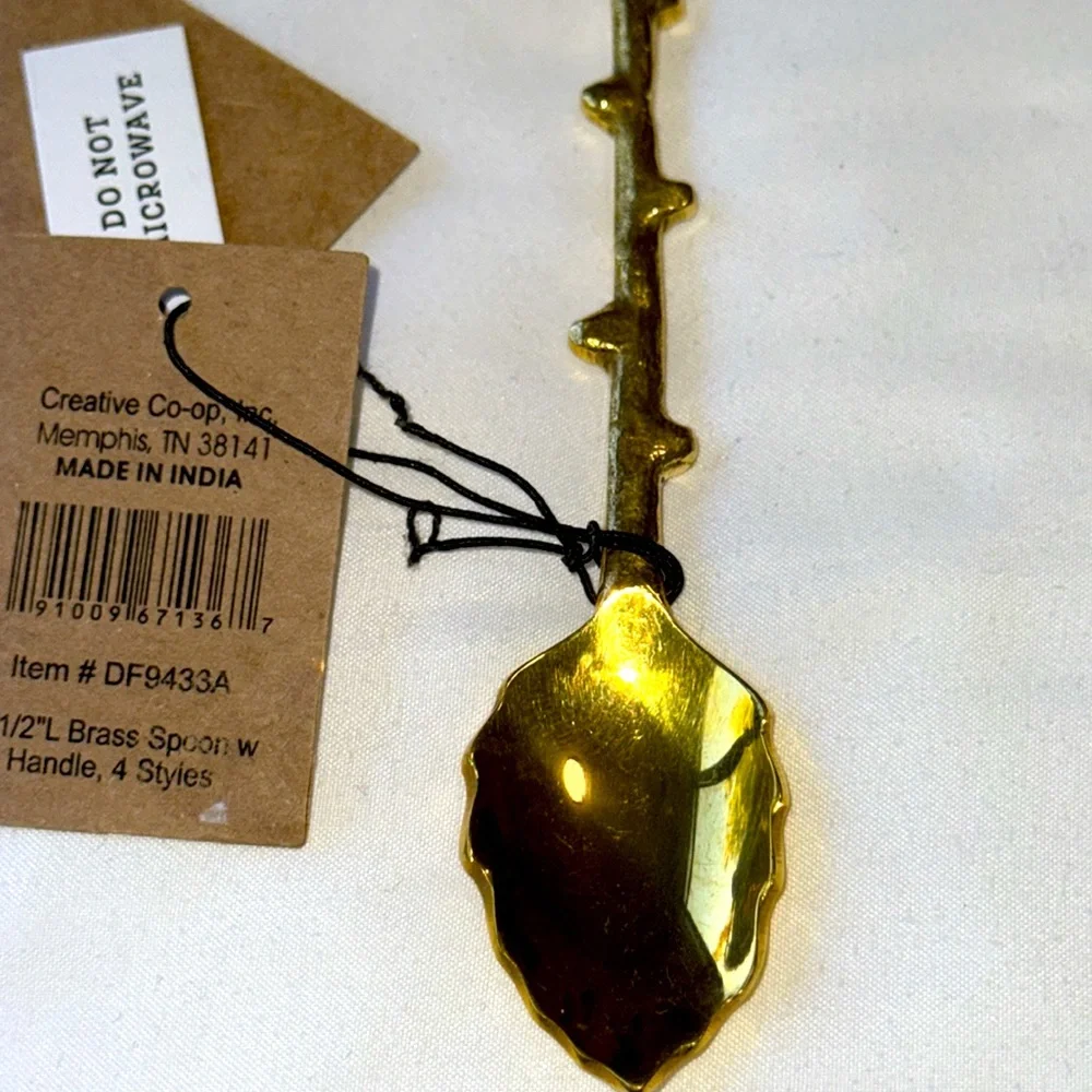 Creative Co-Op Brass Leaf Spoon